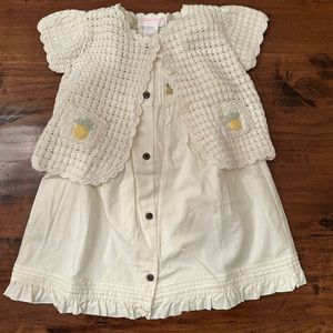 Pineapple dress with handknit cardigan